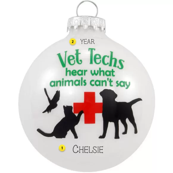 Online Bronners Personalized Vet Tech Glass Ornament