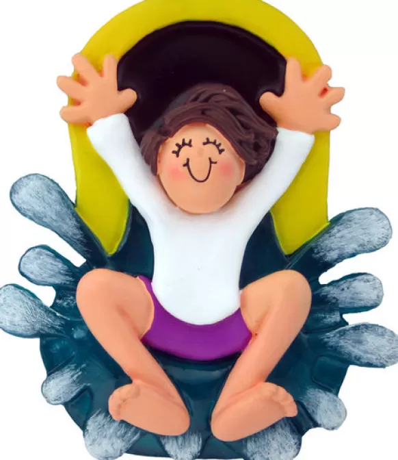 Clearance Ornament Central Personalized Water Slide Ornament - Female, Brown Hair