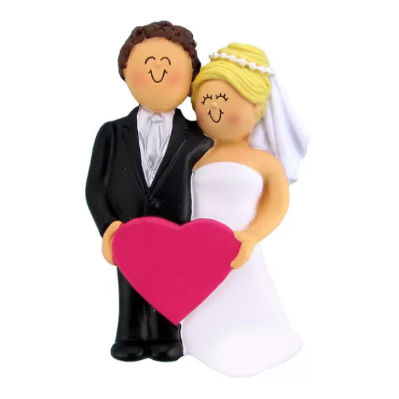 Hot Personalized Wedding Couple Ornament - Brunette Male With Blonde Female Engaged, Wedding, & Anniversary