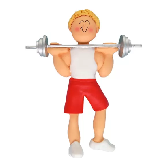 Hot Ornament Central Personalized Weight Lifter Ornament - Male, Blonde Hair