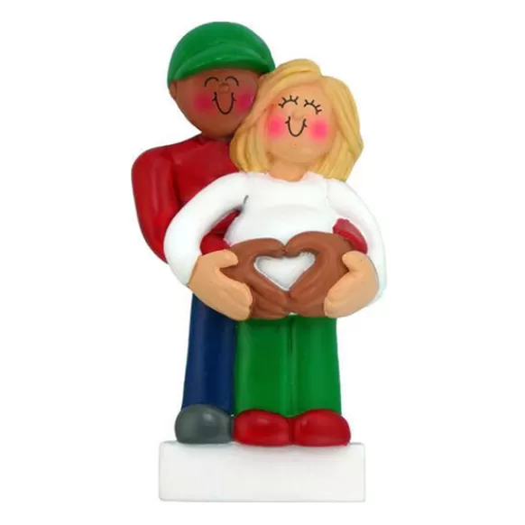 Online Personalized We'Re Expecting Couple Ornament, African American Male With Blonde Female Expecting & New Family