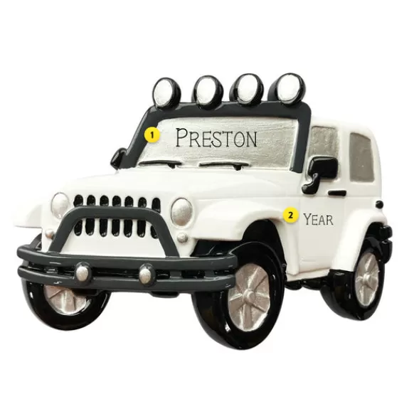 Sale Personalized White Jeep Ornament Transportation