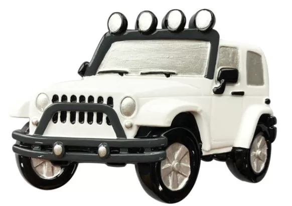 Sale Personalized White Jeep Ornament Transportation