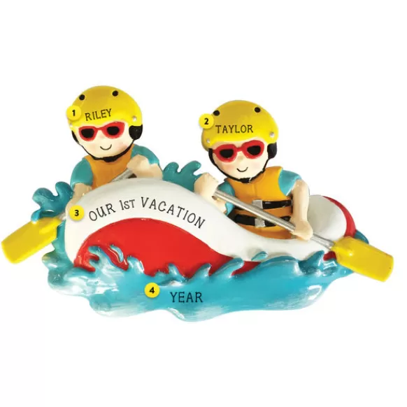 Cheap Personalized White Water Rafting Couple Ornament Couples
