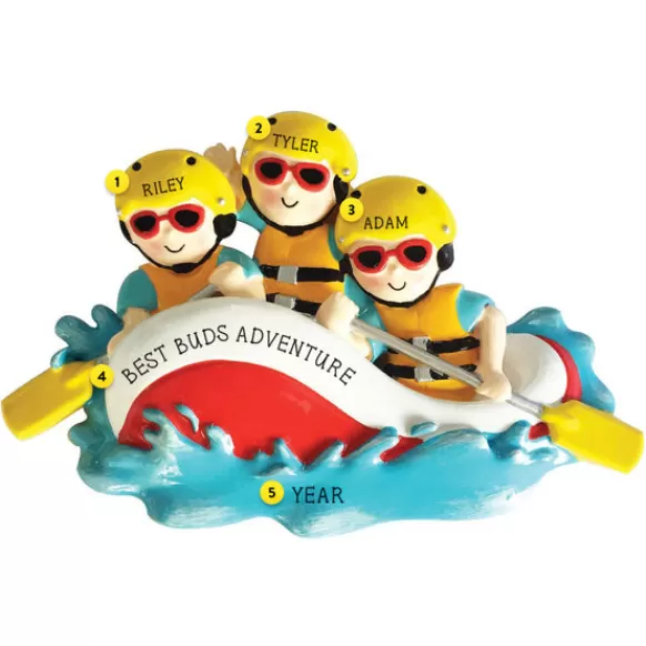 New PolarX Personalized White Water Rafting Family Of 3 Ornament