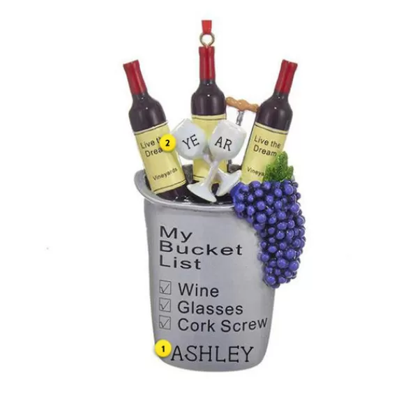 Clearance Kurt Adler Personalized Wine "My Bucket List" Ornament