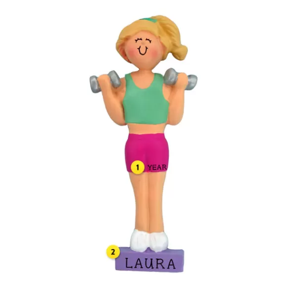 Hot Ornament Central Personalized Workout Girl Ornament - Blonde Hair