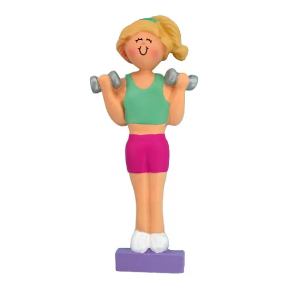 Hot Ornament Central Personalized Workout Girl Ornament - Blonde Hair
