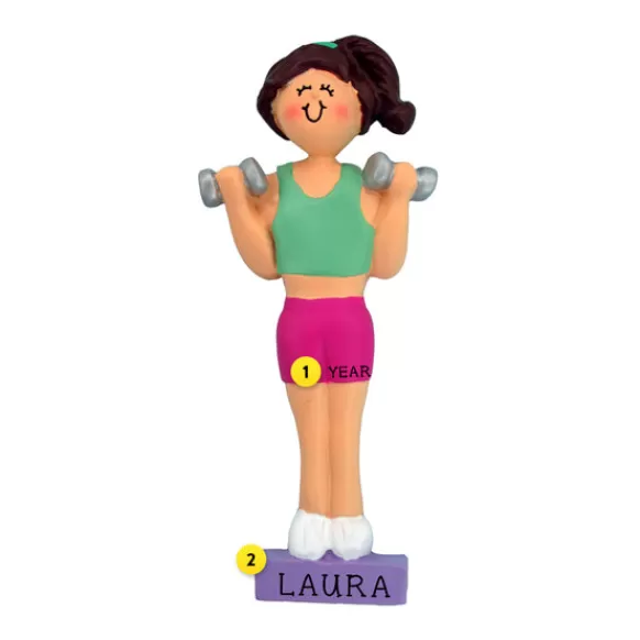 Shop Ornament Central Personalized Workout Girl Ornament - Brown Hair