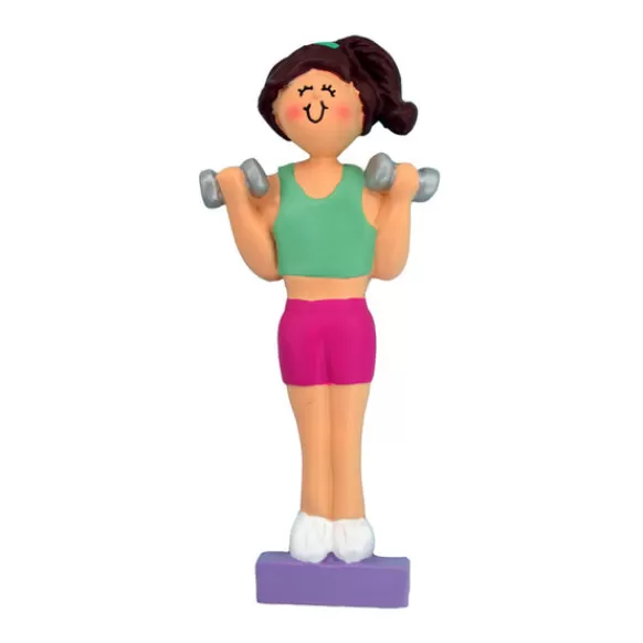 Shop Ornament Central Personalized Workout Girl Ornament - Brown Hair