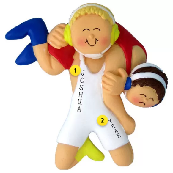 Outlet Ornament Central Personalized Wrestler - Male, Blonde Ornament
