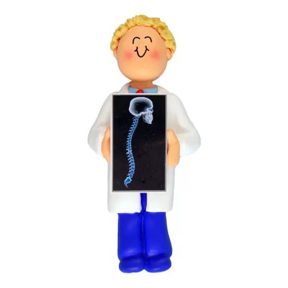 New Ornament Central Personalized Xray Tech / Chiropractor Ornament - Male, Blonde Hair