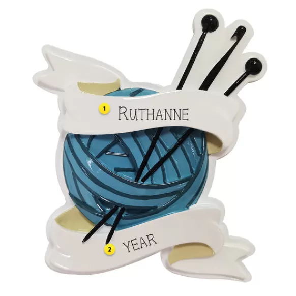 Online Personalized Yarn And Knitting Needle Ornament Hobbies & Activities