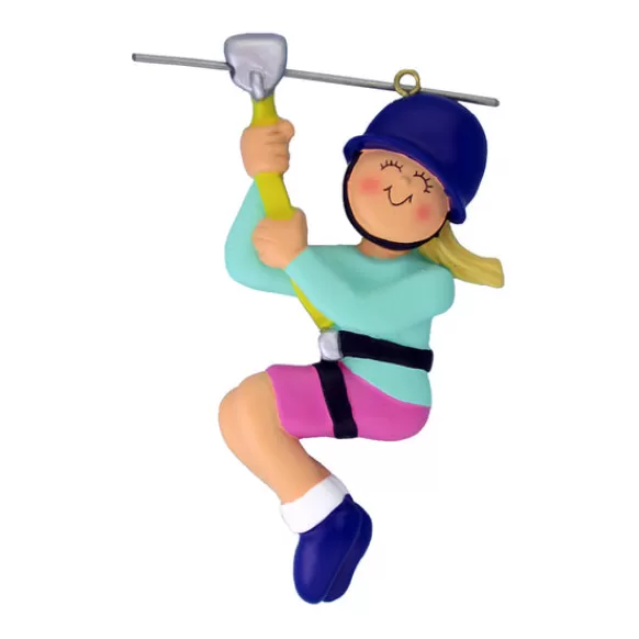 Discount Ornament Central Personalized Zipline Ornament - Female, Blonde Hair