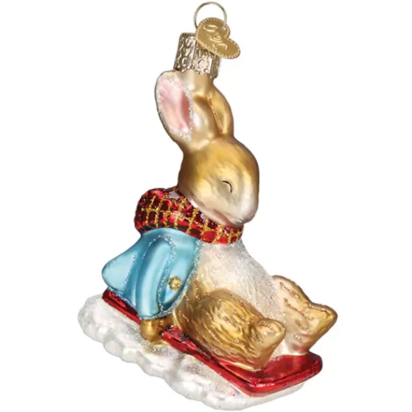 Cheap Peter Rabbit On Sled Ornament - Licensed Characters