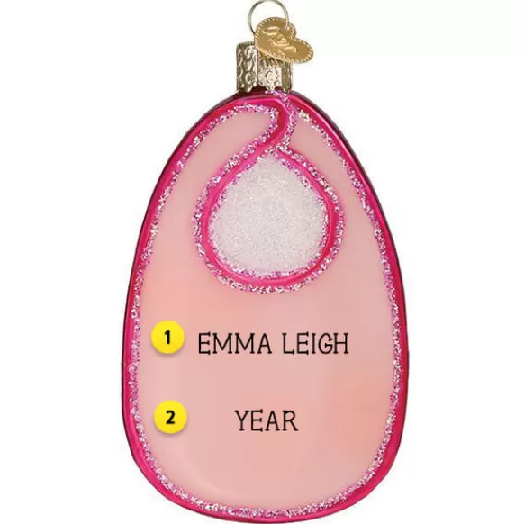New Pink Baby Bib Ornament - Baby
