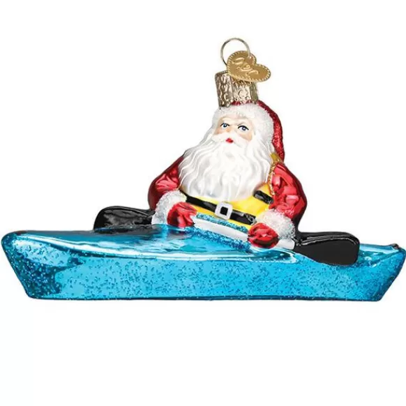 Fashion Old World Christmas Santa In Kayak Ornament -