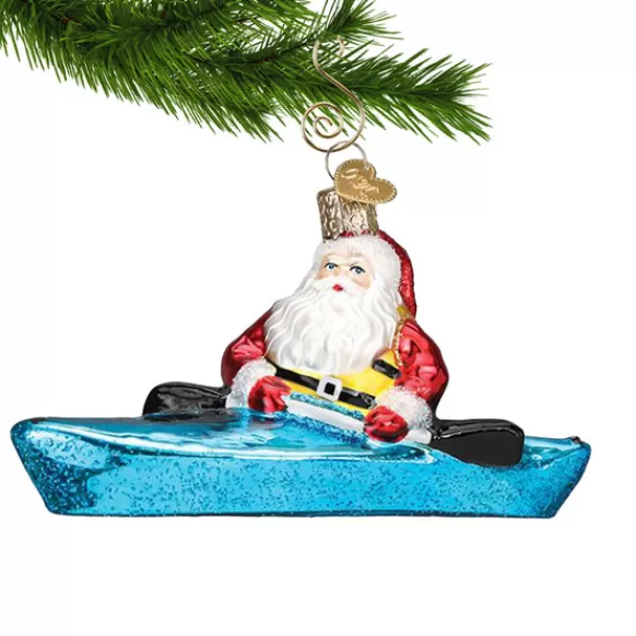 Fashion Old World Christmas Santa In Kayak Ornament -