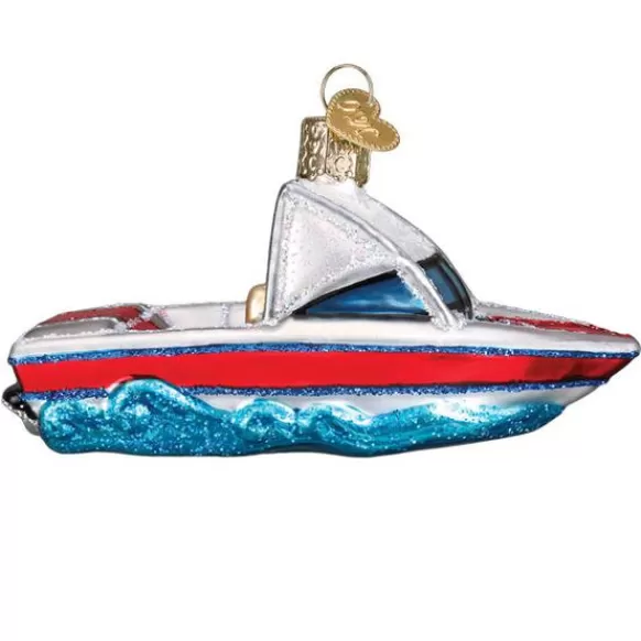 New Old World Christmas Ski Boat Ornament -