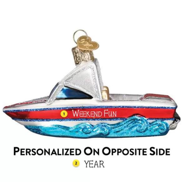 New Old World Christmas Ski Boat Ornament -