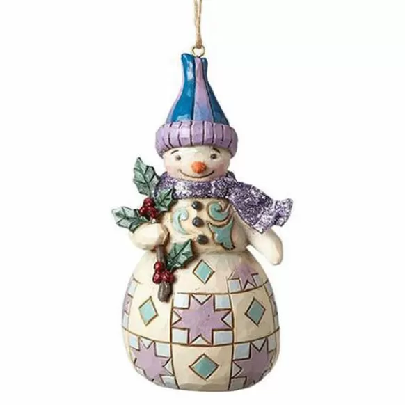 Clearance Wonderland Snowman With Holly Ornament - Jim Shore