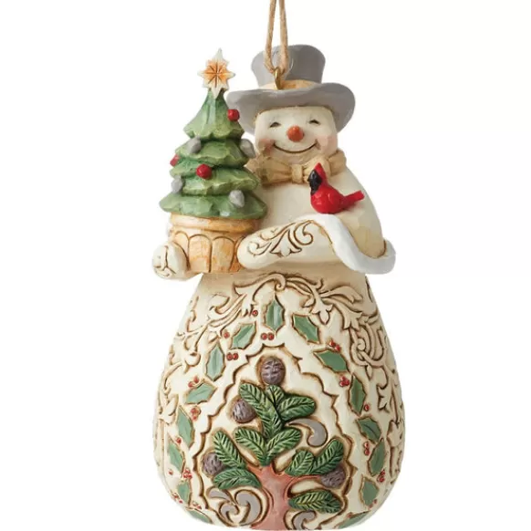 Clearance Woodland Snowman With Tree Ornament - Animals